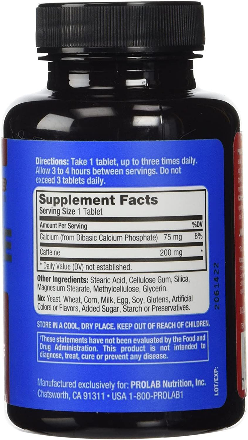 Photo of Prolab Caffeine, 200 Milligrams, Maximum Potency, Tablets