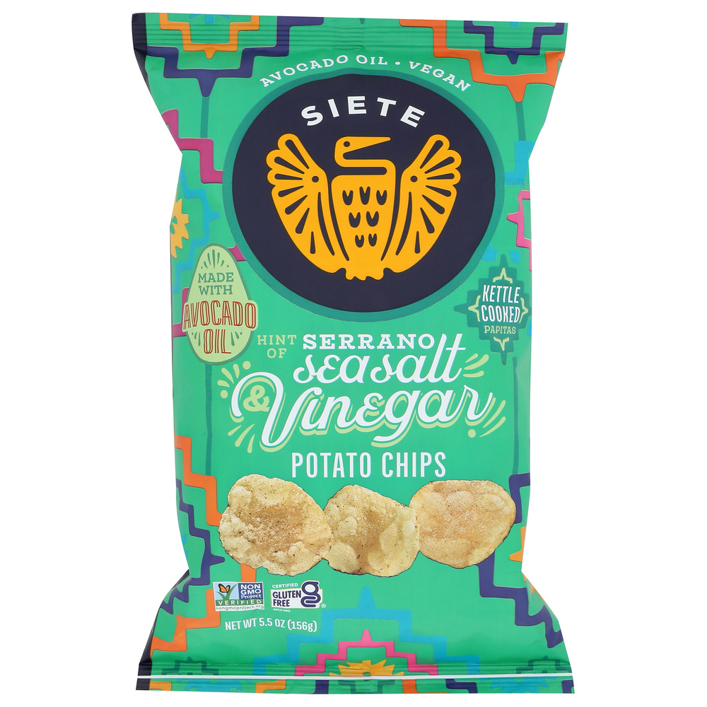Photo of Siete Potato Chips, HInt Of Serrano Sea Salt & Vinegar, Kettle Cooked
