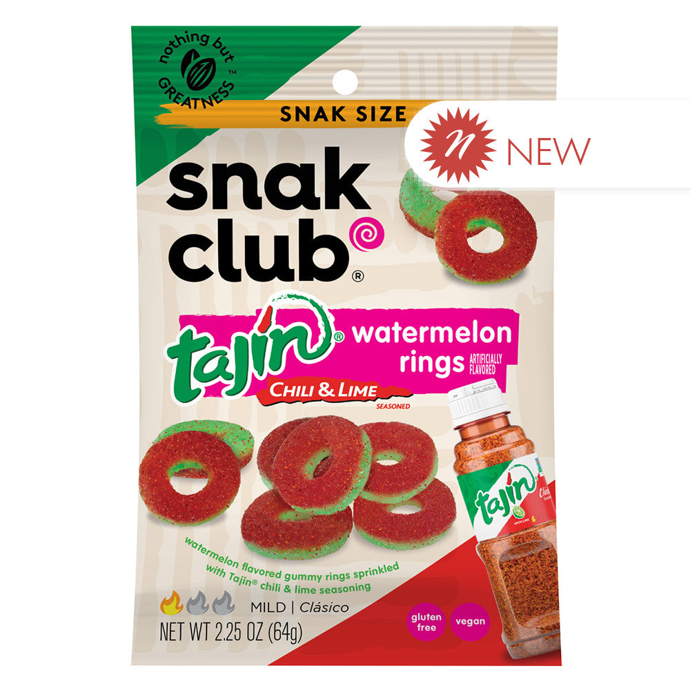 Snak Club Snack Size Tajin Watermelon Gummy Rings, 2.25 Ounce, 12 Per Case
