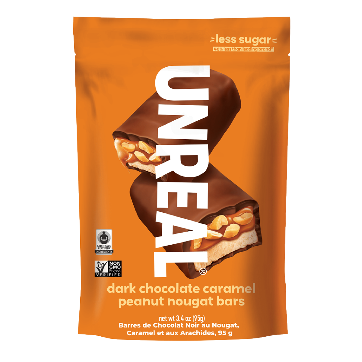 Unreal Dark Chocolate Caramel Peanut Nougat Bars - 3.4 Ounce
