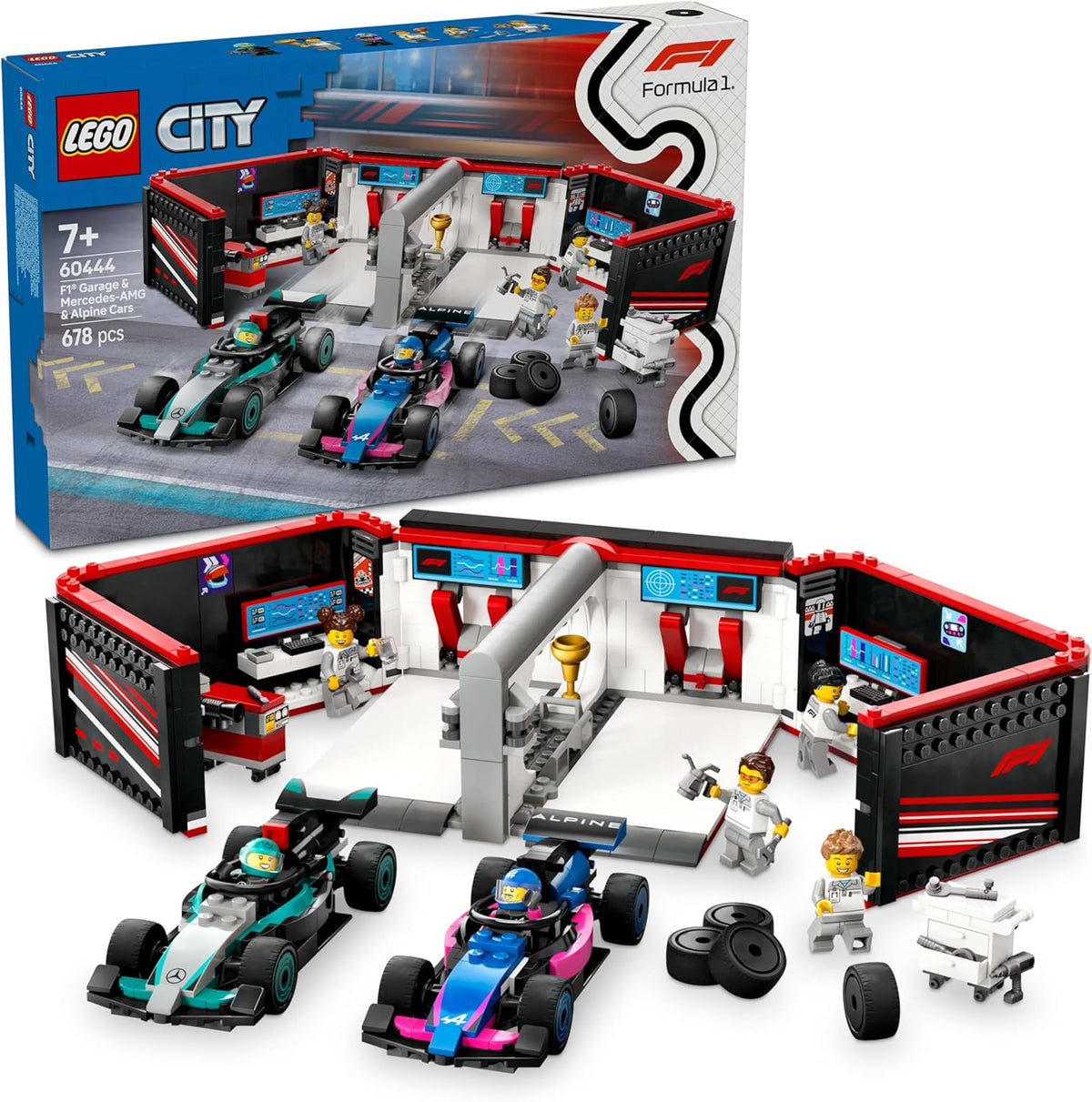 Lego City 60444 F1 Garage & Mercedes-AMG & Alpine Cars