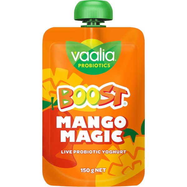 Vaalia Boost Probiotic Yoghurt Pouch Mango Magic 150g