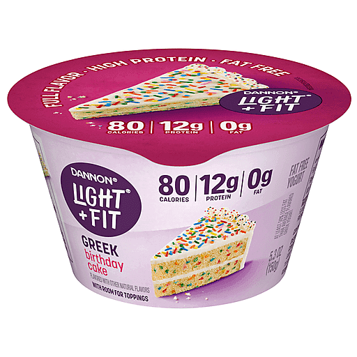 Light + Fit Dannon Greek Birthday Cake Fat Free Yogurt, 5.3 Oz