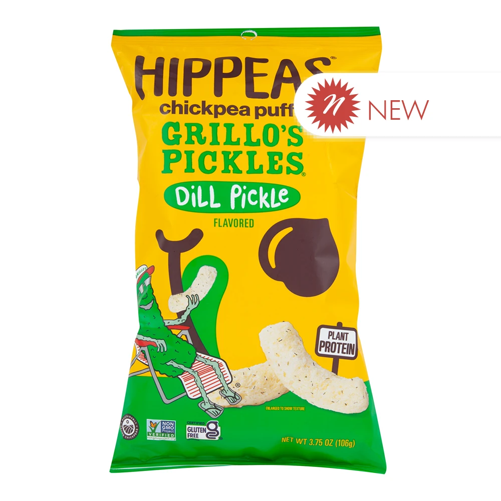 Hippeas Grillo'S Pickles Dill Pickle Chickpea Puffs 3.75 Oz Bag