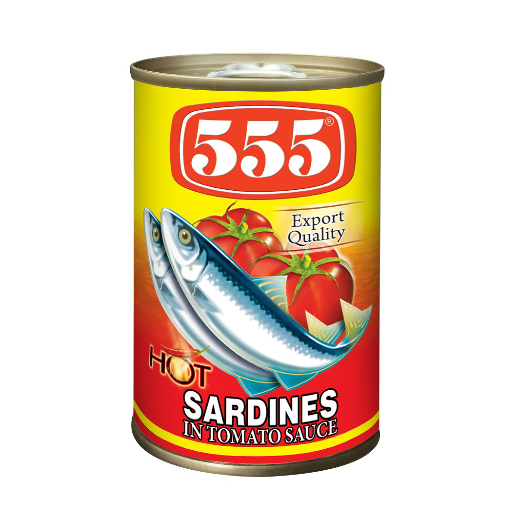 555 Sardines In Tomato Sauce Hot Red 155g