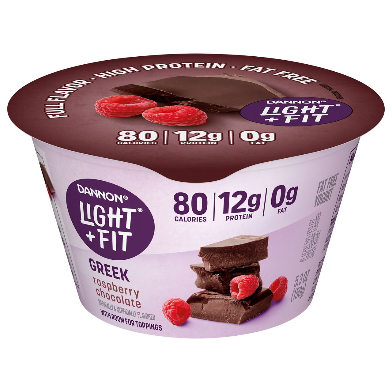 Photo of Light + Fit Dannon Greek Raspberry Chocolate Fat Free Yogurt