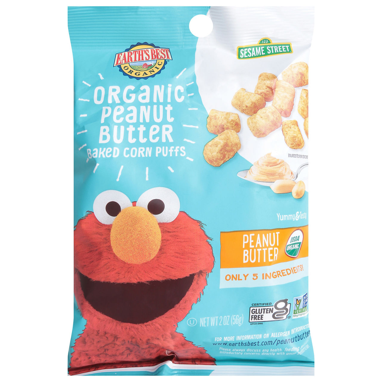 Earth's Best Corn Puffs, Organic, Peanut Butter, Baked - 2 Ounce