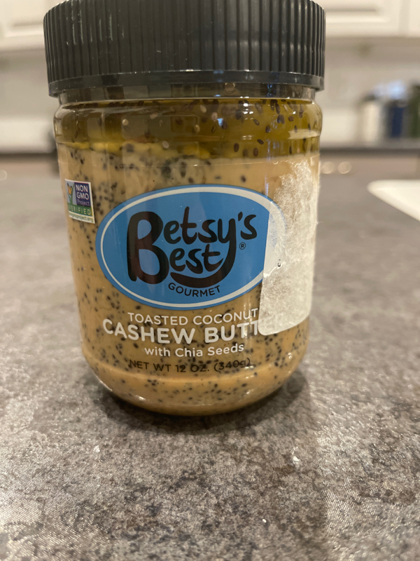 Toasted Coconut Cashew Butter with Chia Seeds, Toasted Coconut with Chia Seeds