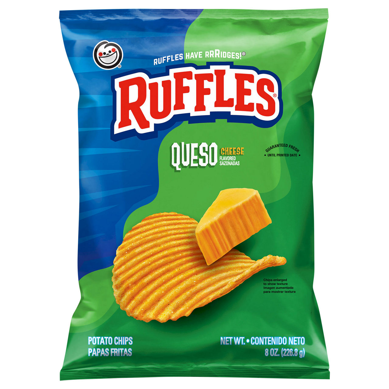 Photo of Ruffles Potato Chips, Queso Cheese Flavored - 8 Ounce