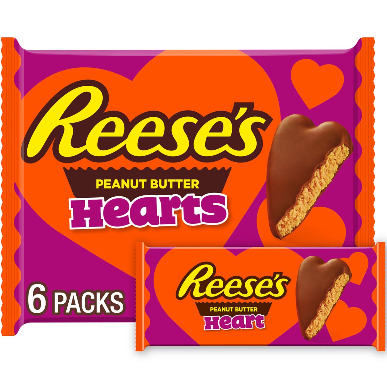 Photo of Reese's Milk Chocolate Peanut Butter Hearts Candy, Valentine's Day, 7.2 Oz, Pack