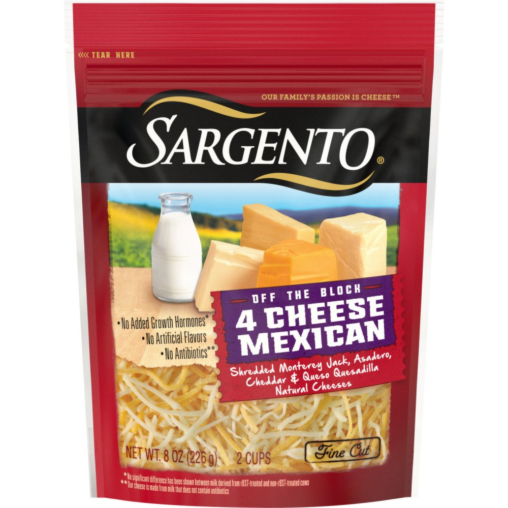 Photo of Sargento 4 Cheese Mexican, Shredded Cheese, Natural, Fine Cut - 8 Ounce