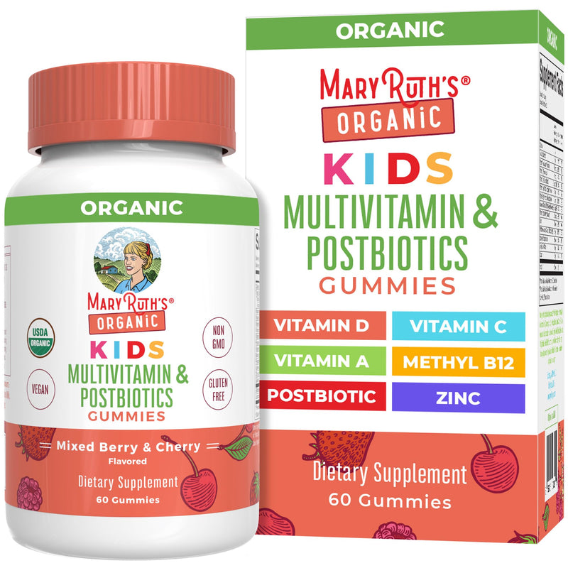 MaryRuth Organics Organic Kids Multivitamin & Postbiotics Gummies (Mixed Berry & Cherry)