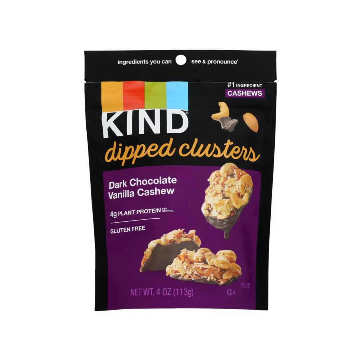 Kind Dark Chocolate Vanilla Cashew Dipped Clusters - Case Of 8/4 Oz