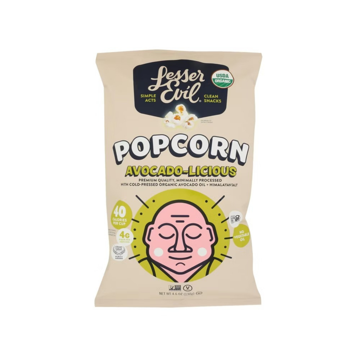 LesserEvil Avocado Licious Organic Popcorn, 4.6 Oz