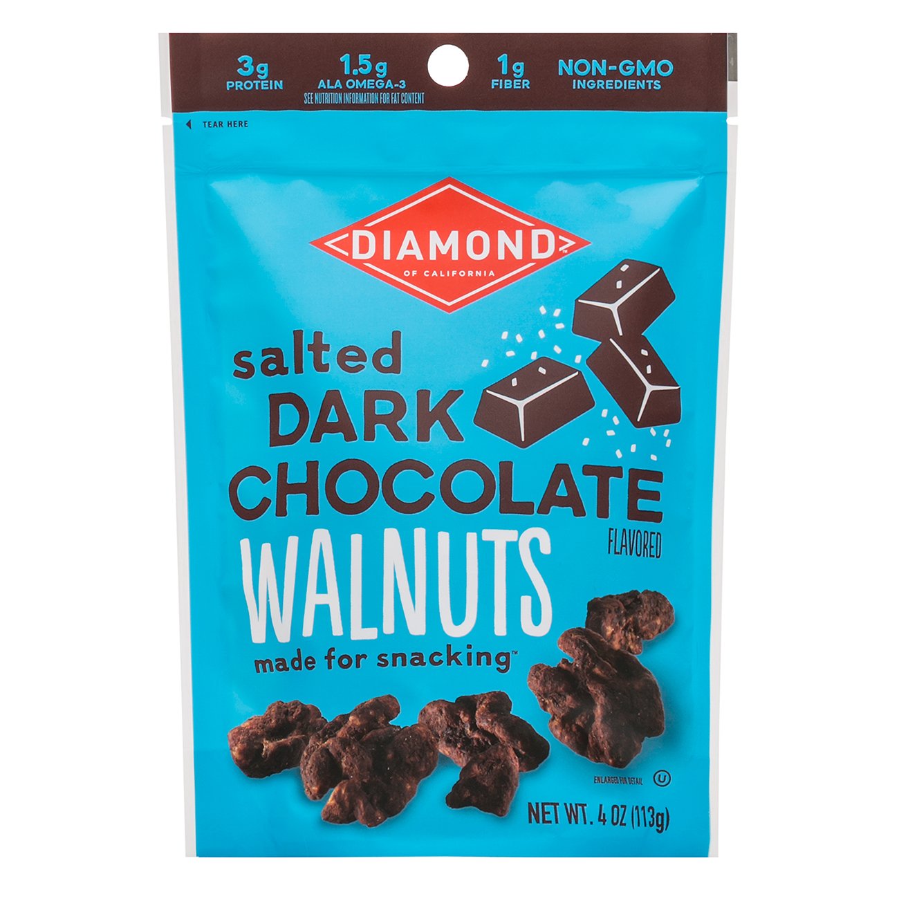 Diamond of California Salted Dark Chocolate Flavored Walnuts 4 Oz