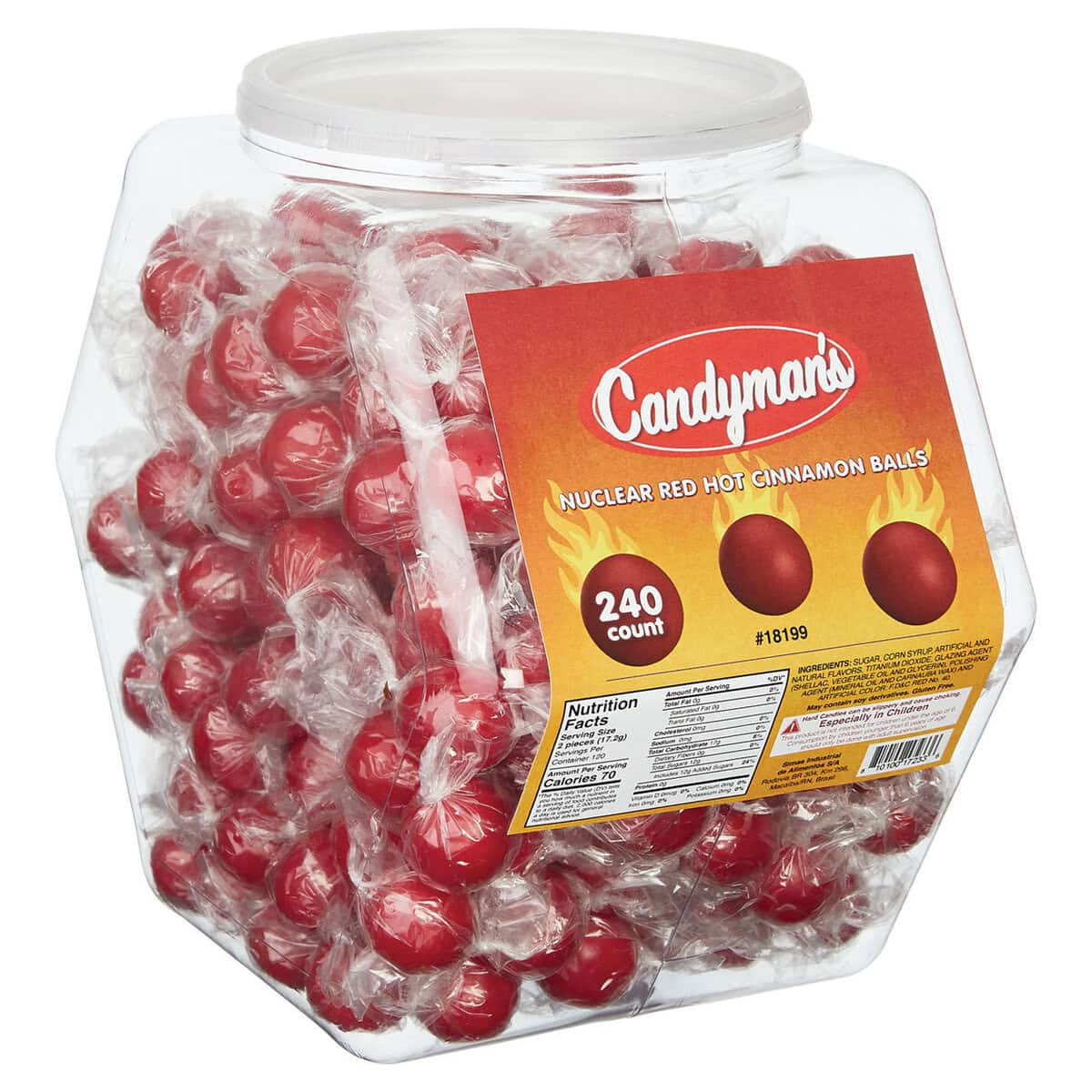 Candyman’S Nuclear Red Hot Cin Balls Jar 150Ct