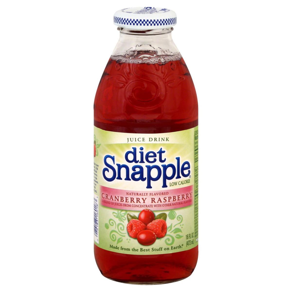 Snapple Juice Drink, Diet, Low Calorie, Cranberry Raspberry