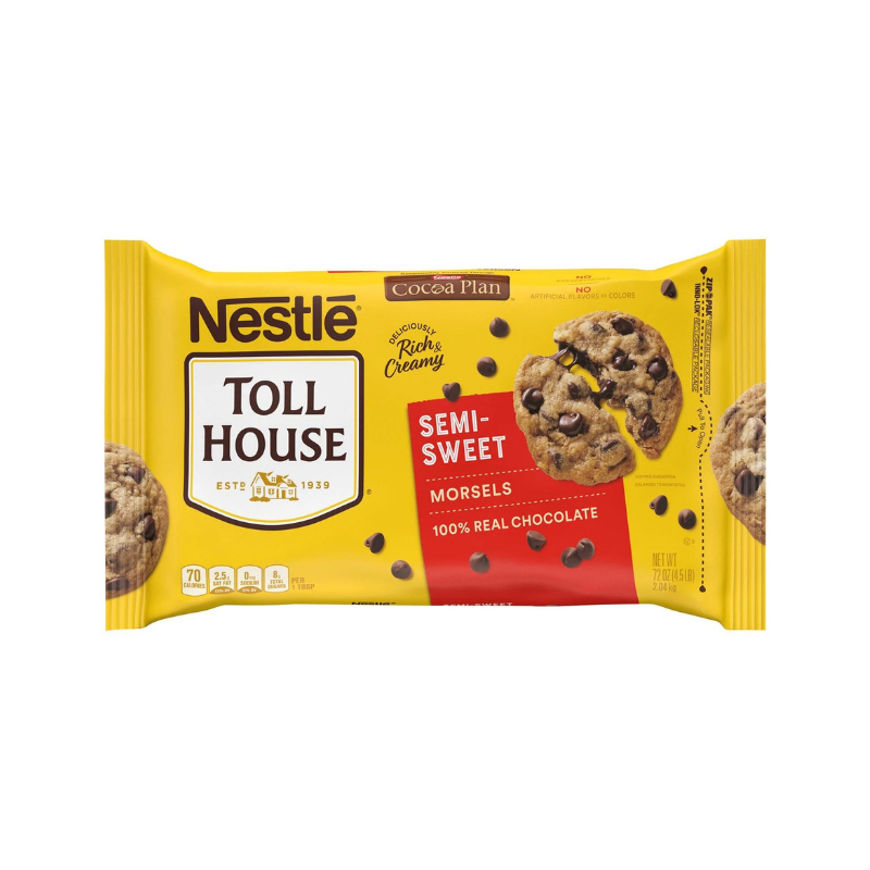 Nestle Toll House Morsels, 100% Real Chocolate, Semi Sweet 72 Oz