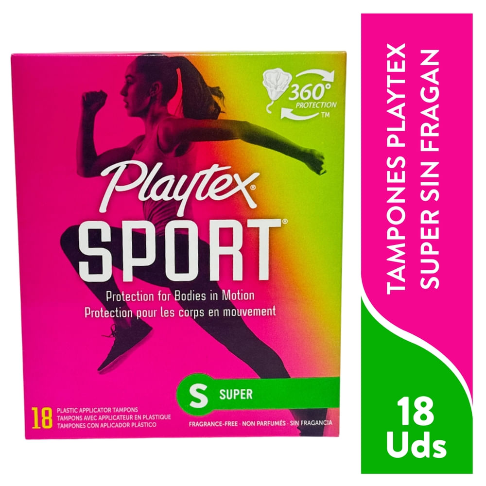 Playtex Sport Super Plastic Applicator Tampons, 18 Count