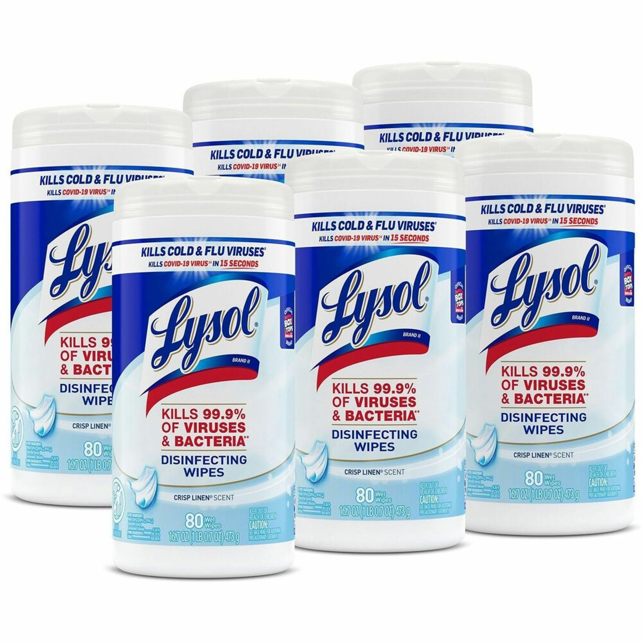 Lysol Brand Disinfecting Wipes, Crisp Linen Scent, 7 X 8, 80/Canister, 6 Canister/Carton