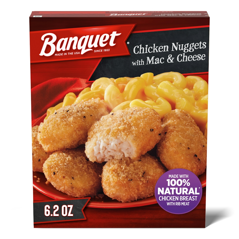 Banquet Chicken Nuggets with Mac and Cheese, Frozen Meal, 6.2 Oz.