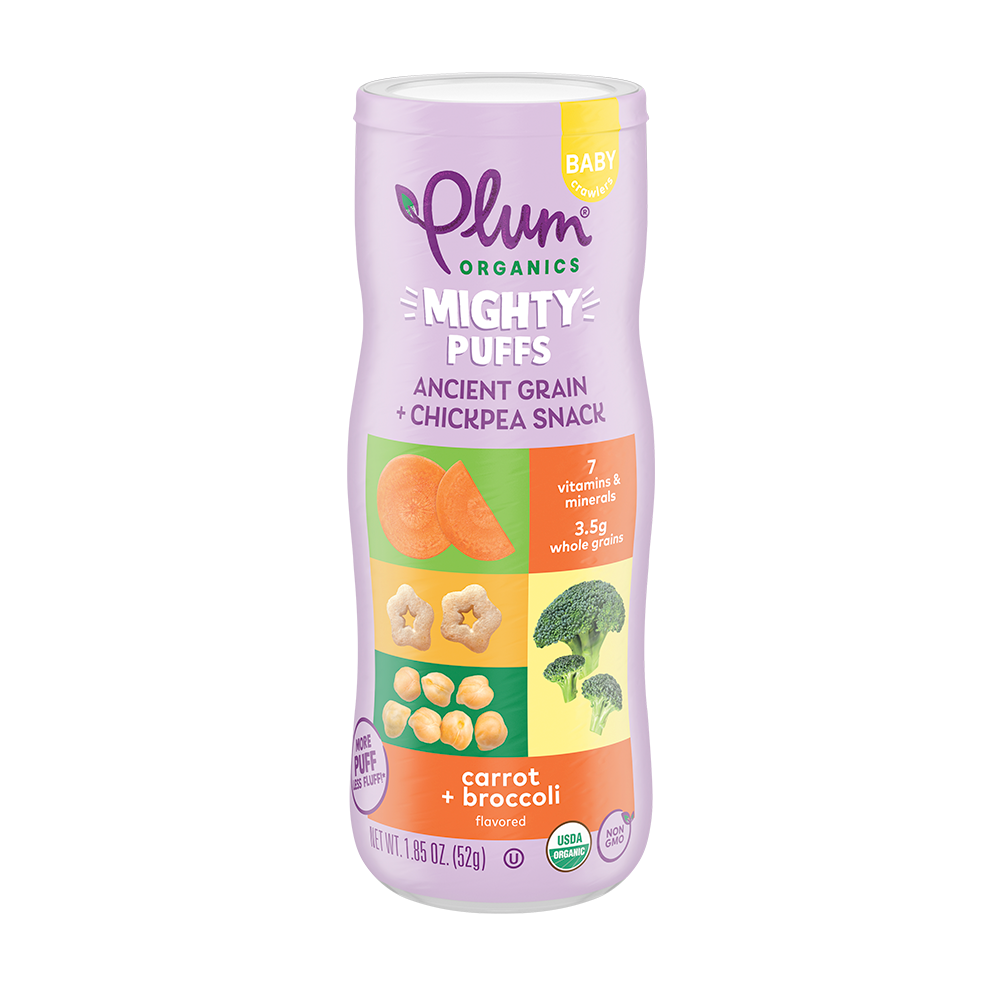 Plum Organics Mighty Puffs Carrot + Broccoli 1.85Oz Canister
