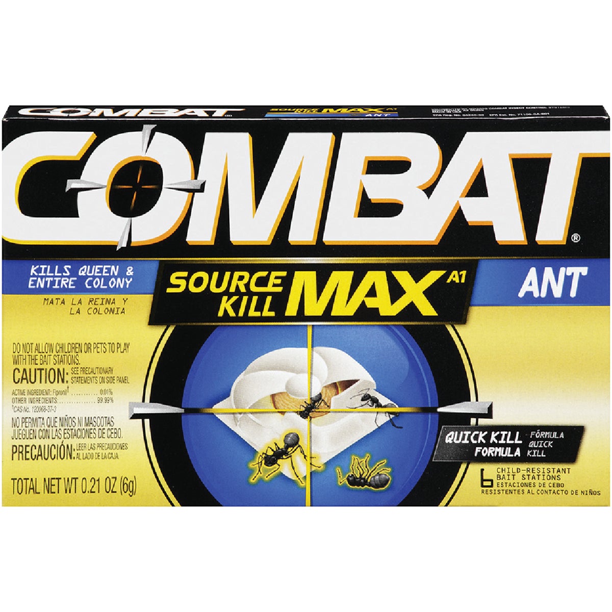 Combat Source Kill Max Ant Killing Bait, 0.21 Oz, 6/box 12 Boxes/carton