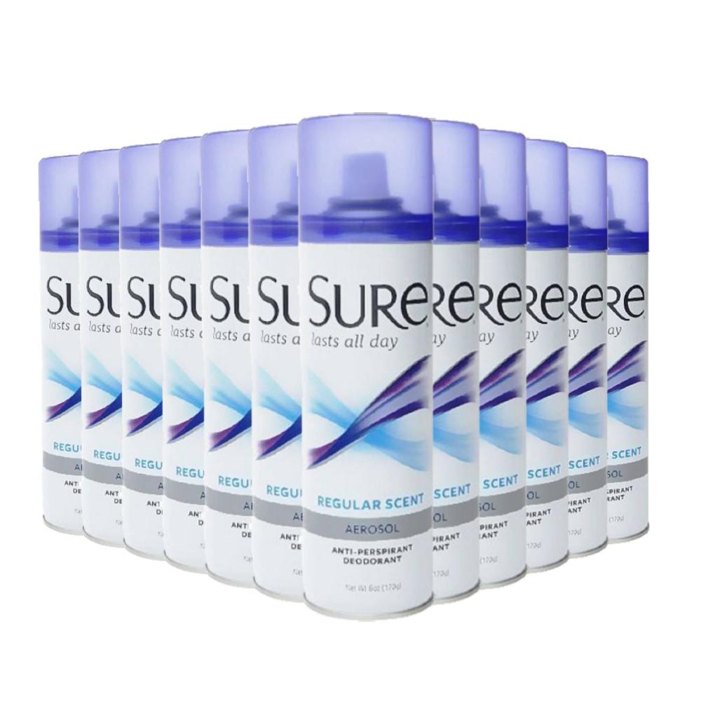 Sure Anti Perspirant Deodorant, Aerosol, Regular Scent 6 Oz