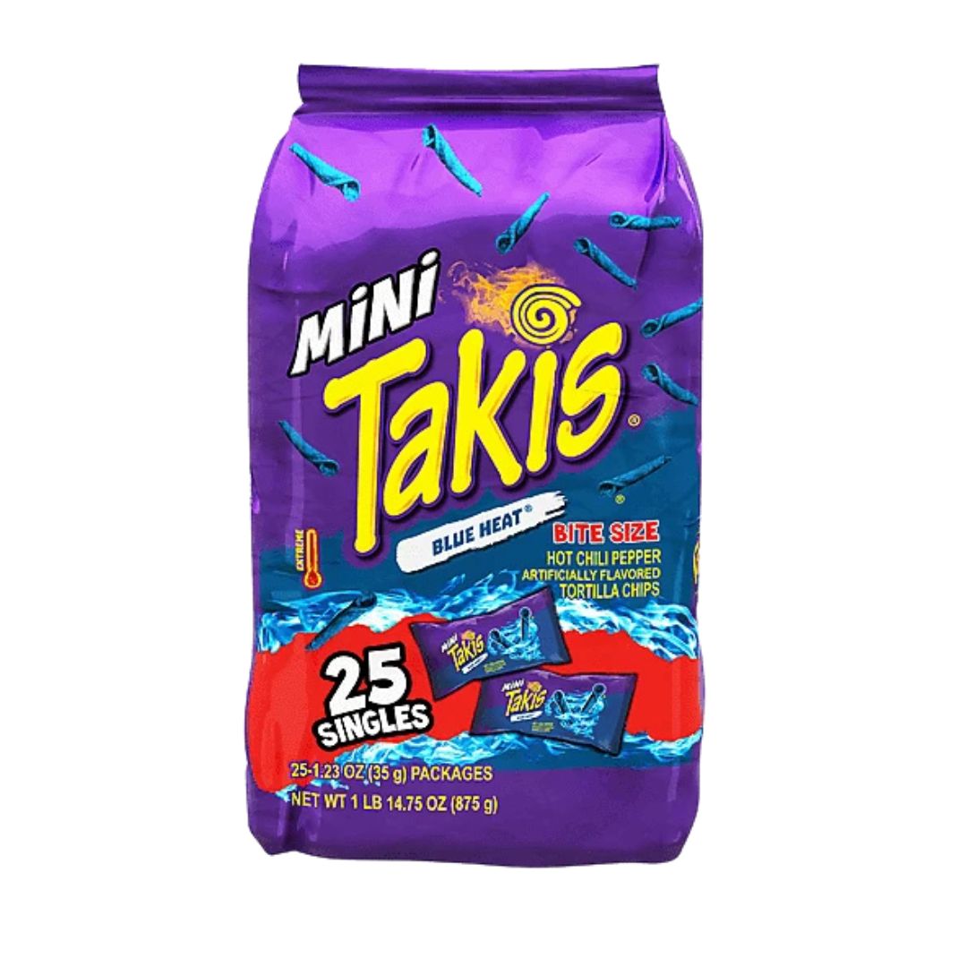 Takis Blue Heat Mini Hot Chili Pepper Rolled Tortilla Chips — UPC ...