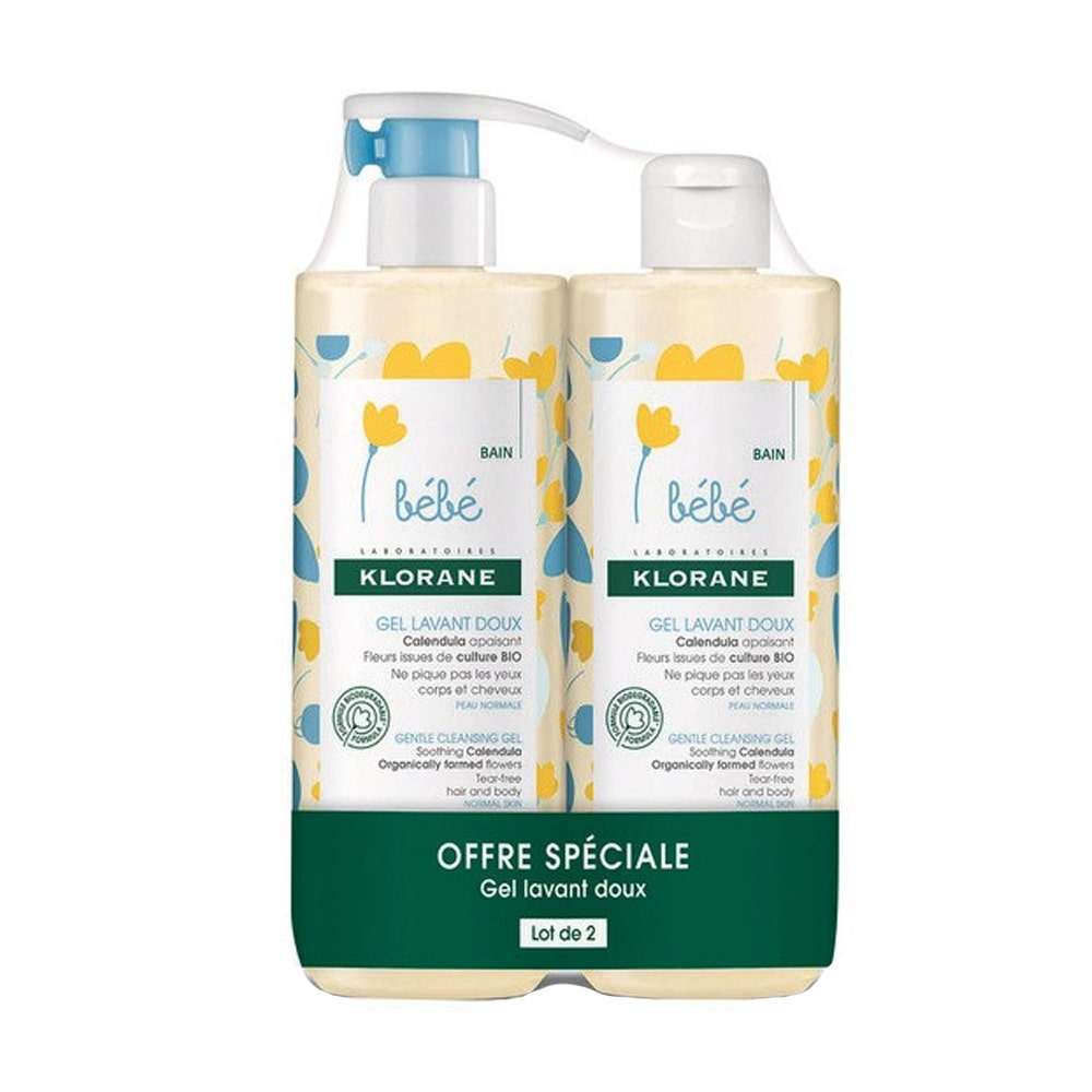 PACK DUO GEL NETEJADOR 500ML KLORANE BEBE