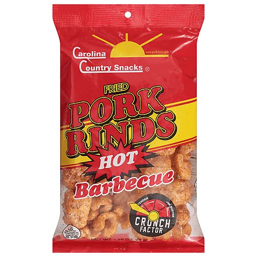 Carolina Country Snacks Fried Pork Rinds, Barbecue, Hot 1.75 Oz — UPC ...