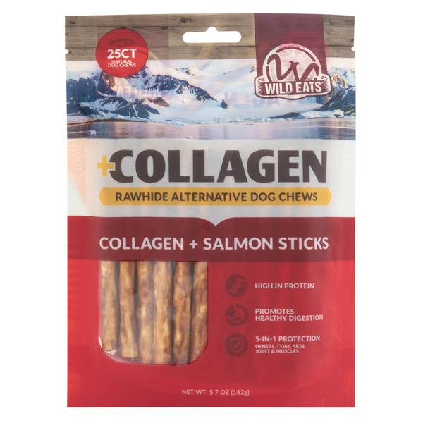 Wild Eats Collagen Salmon Flavored Sticks, Collagen-rich Dog Chews