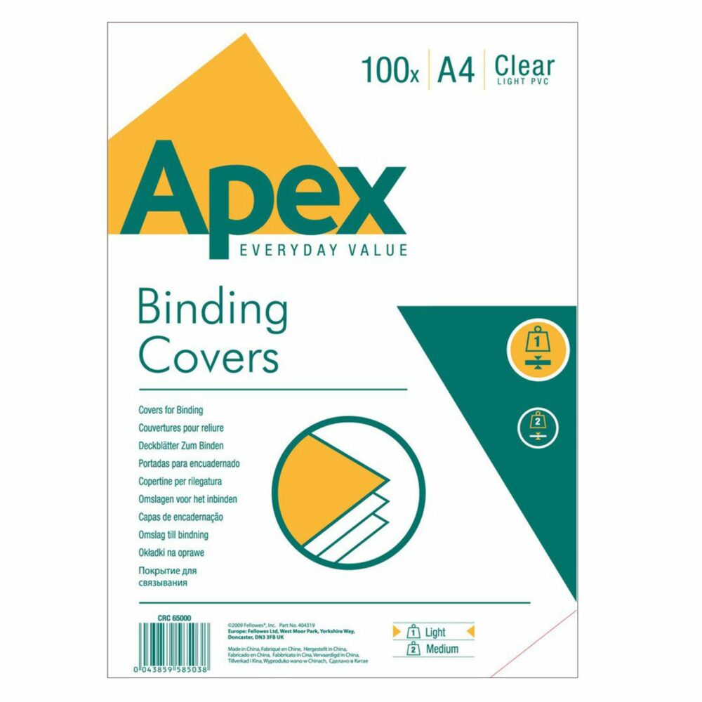 Photo of Fellowes Apex A4 Clear Medium PVC Binding Covers