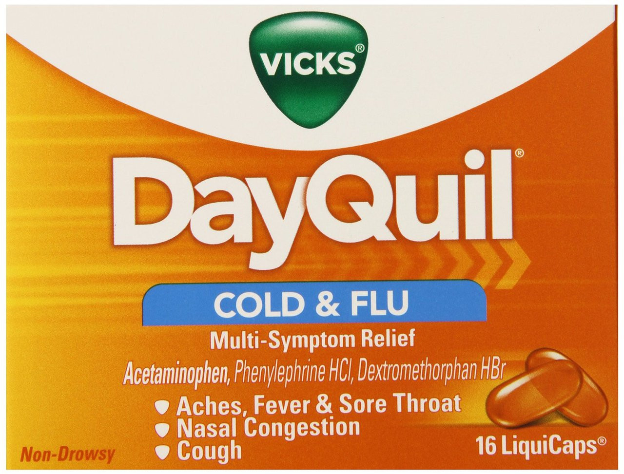 Photo of Vicks DayQuil Cold & Flu Medicine, Non-Drowsy Multi-Symptom Relief, 16 LiquiCaps