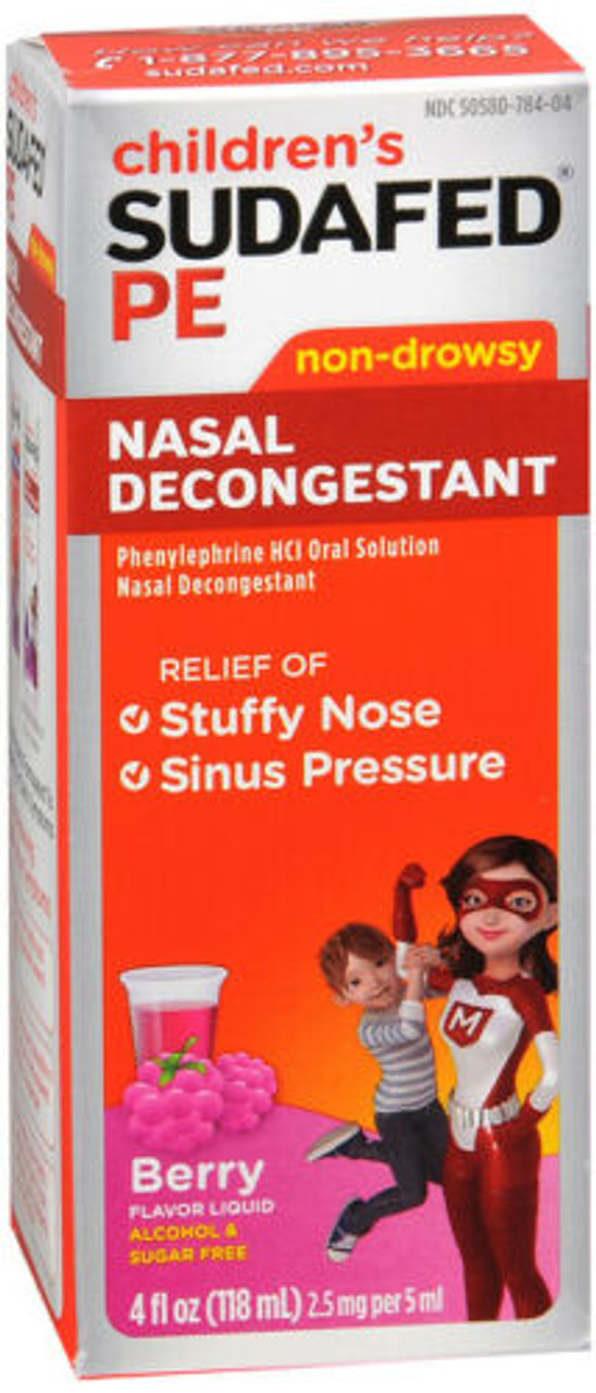 Children’s Sudafed Nasal Decongestant, 2.5 Mg, Non-Drowsy, PE, Berry Flavor Liquid 4 Fl Oz