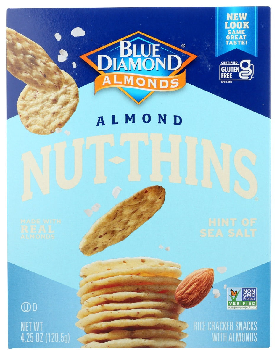 Photo of Blue Diamond Almond Nut-Thins Hint Of Sea Salt Nut & Rice Cracker Snacks 4.25 Oz. Box