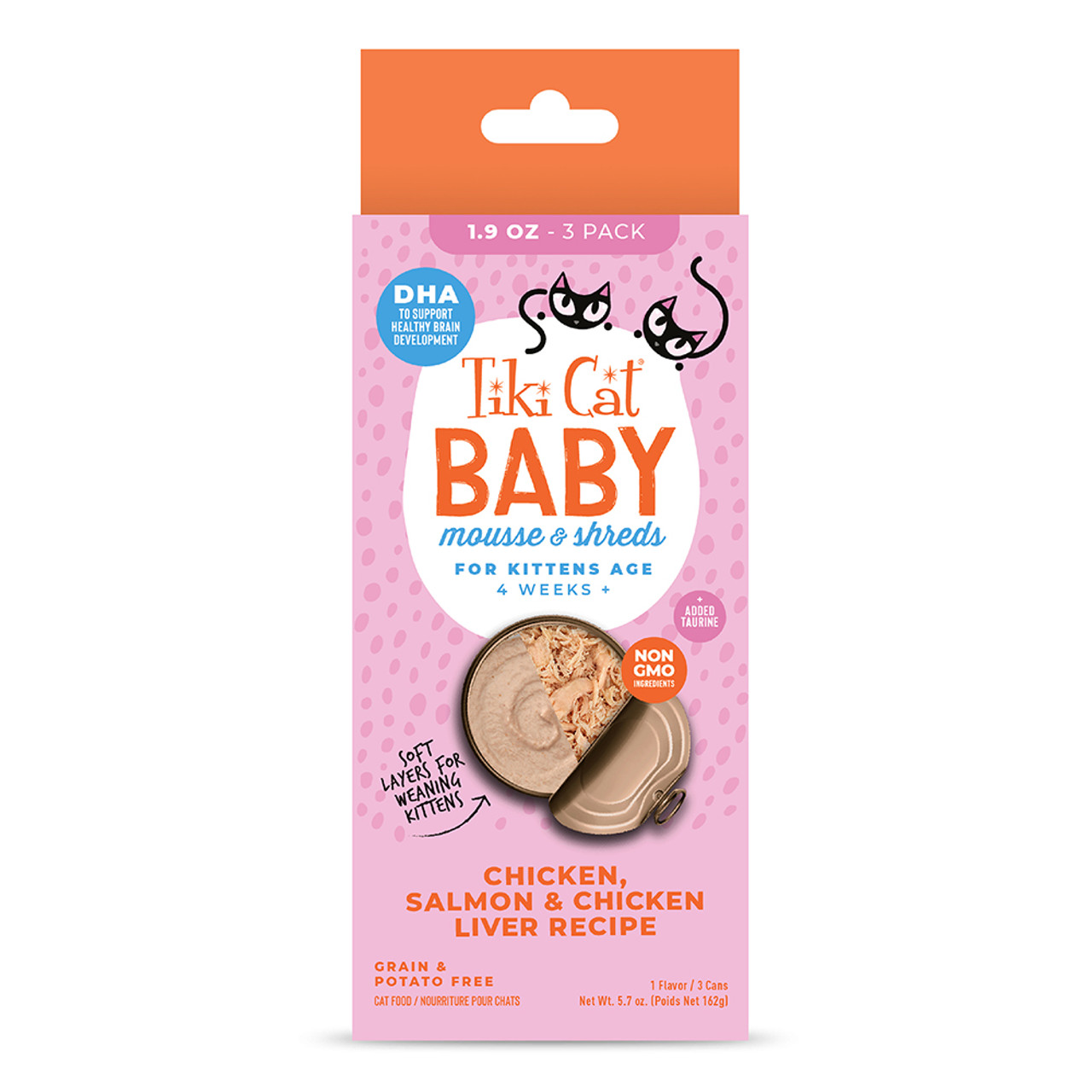 Tiki Pets Pet Cat Mousse Kitten Salmon Chicken Liver 5.7Oz