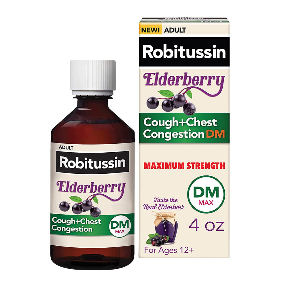Robitussin Cough + Chest Congestion DM, Maximum Strength, Elderberry, Adult 4 Fl Oz