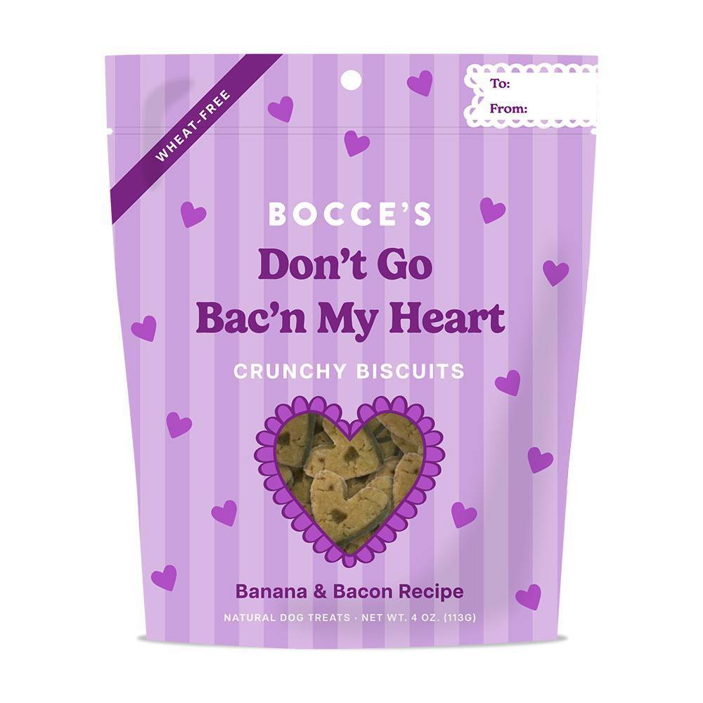 Bocce's Bakery Don't Go Bac'n My Heart Bacon And Peanut Butter Flavor Valentines Dog Treats - 4oz