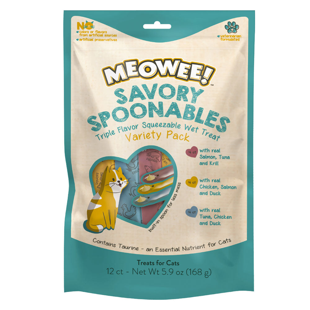 Meowee Savory Spoonables Variety Pack Wet Treats For Cats