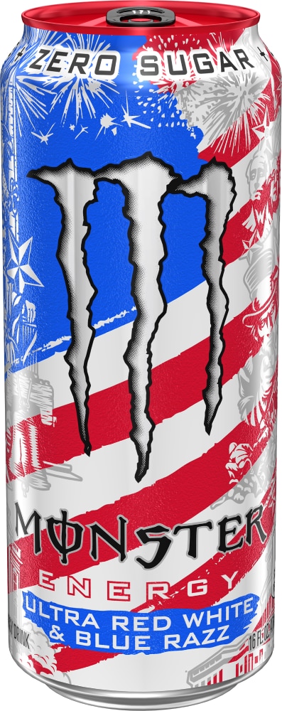 Blue Razz Monter Monster Zero Sugar Ultra Red White & Blue Razz Energy Drink — UPC ...