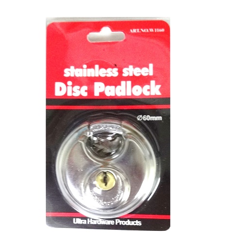 Disc Padlock 60mm Stainless Steel — 12 Per Box