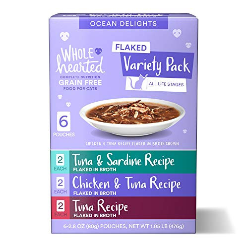 WholeHearted Grain Free Ocean Delights Flaked Wet Cat Food Variety Pack For All Life Stages 2_8 Oz
