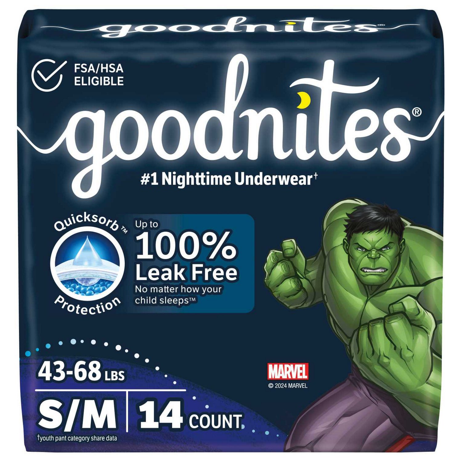 GoodNites Underwear, Boys, Marvel, Small/Medium (43-68 Lb)