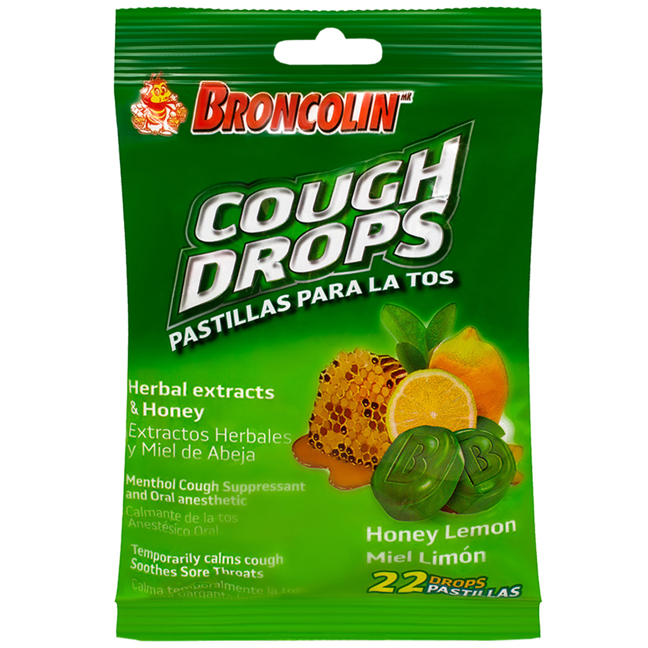 Broncolin Honey Lemon Cough Drops - 22 — UPC 714706903922 — Go-UPC