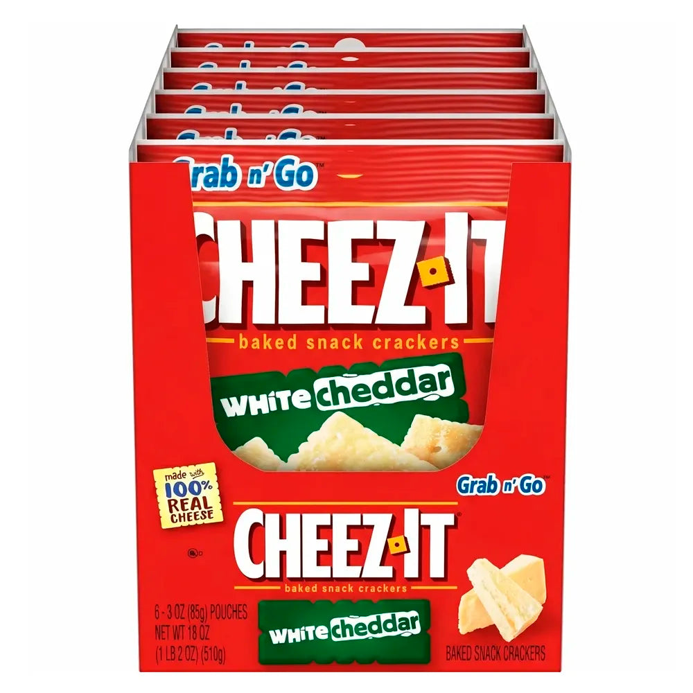 Keebler Cheez-It Baked Snack Crackers, White Cheddar, 15 Oz, 6 / Box