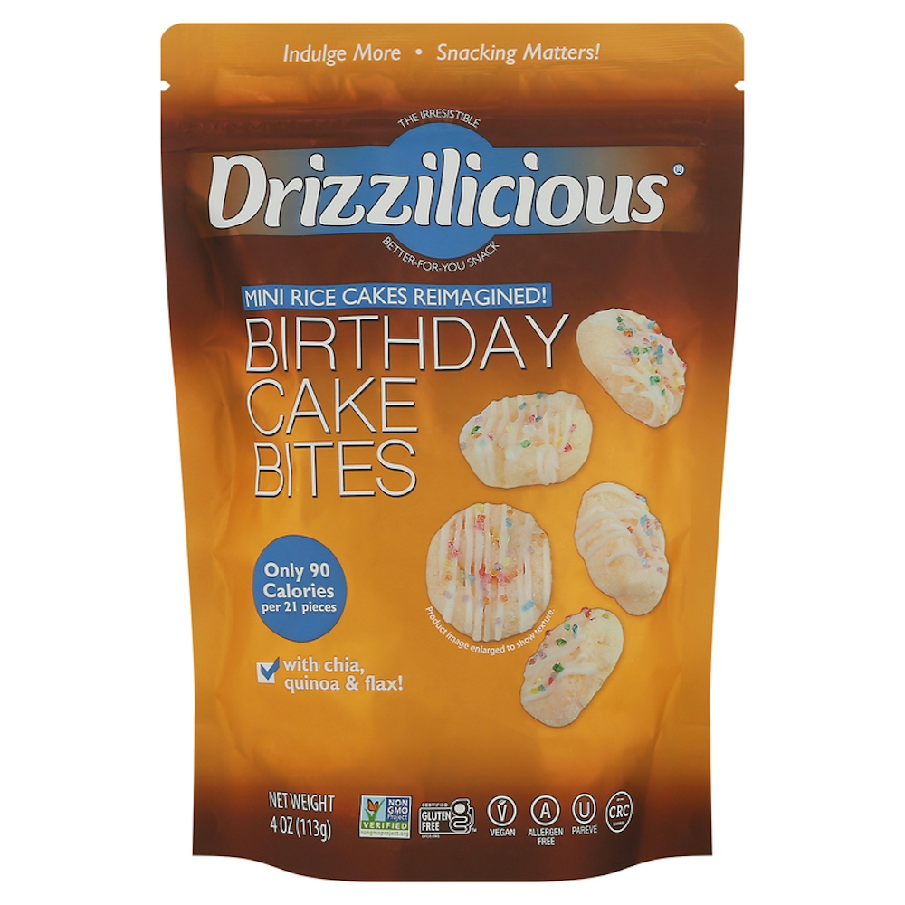 Drizzilicious Birthday Cake Bites Mini Rice Cakes, 4 Ounce