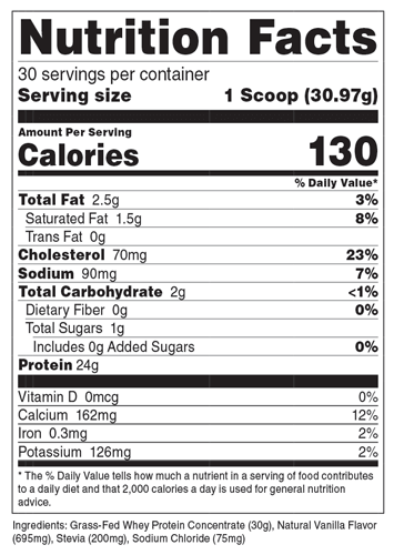 100% Grass-Fed Whey Protein Concentrate