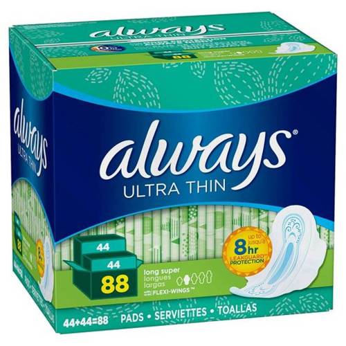 Always - Pads - Ultra Thin - Long Super W/ Wings - 88 Ct