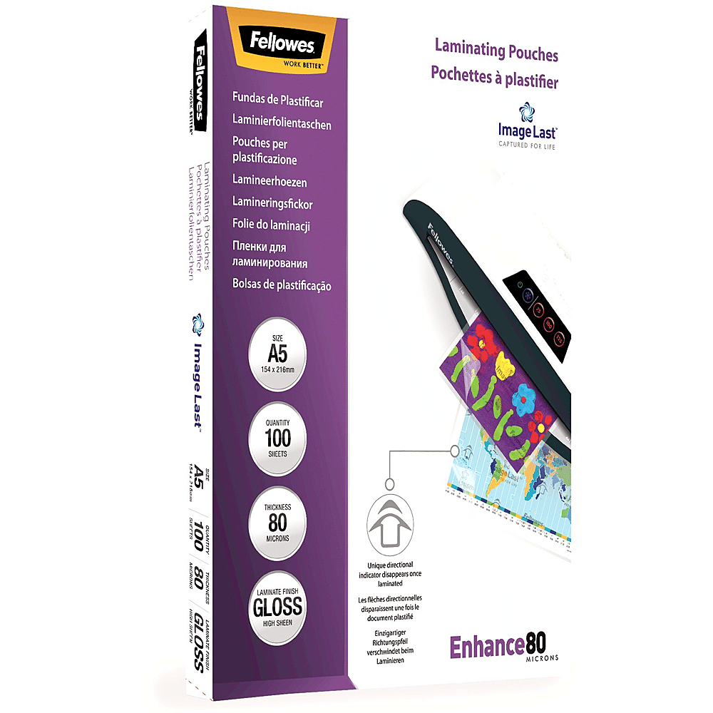 Photo of Fellowes ImageLast A5 80 Micron Laminating Pouch Pack 100